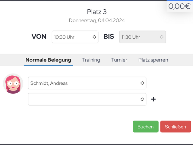 Beispiel Platzbuchung